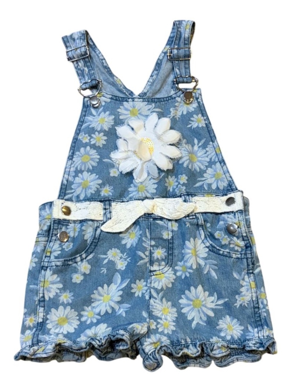 Little Lass Girl's Daisy Denim Overalls